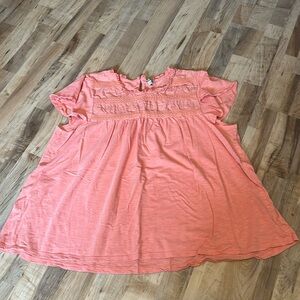 Cute Coral pink flutter sleeve top.